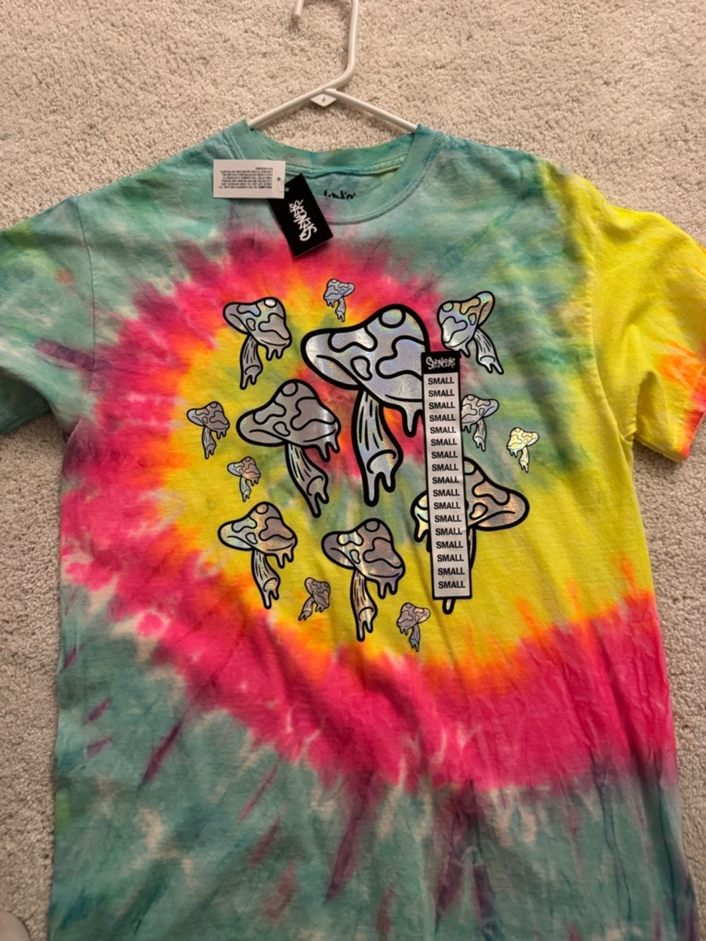 Spencer's Tie-Dye Mushroom Graphic Tee - Yellow, Pink, Teal